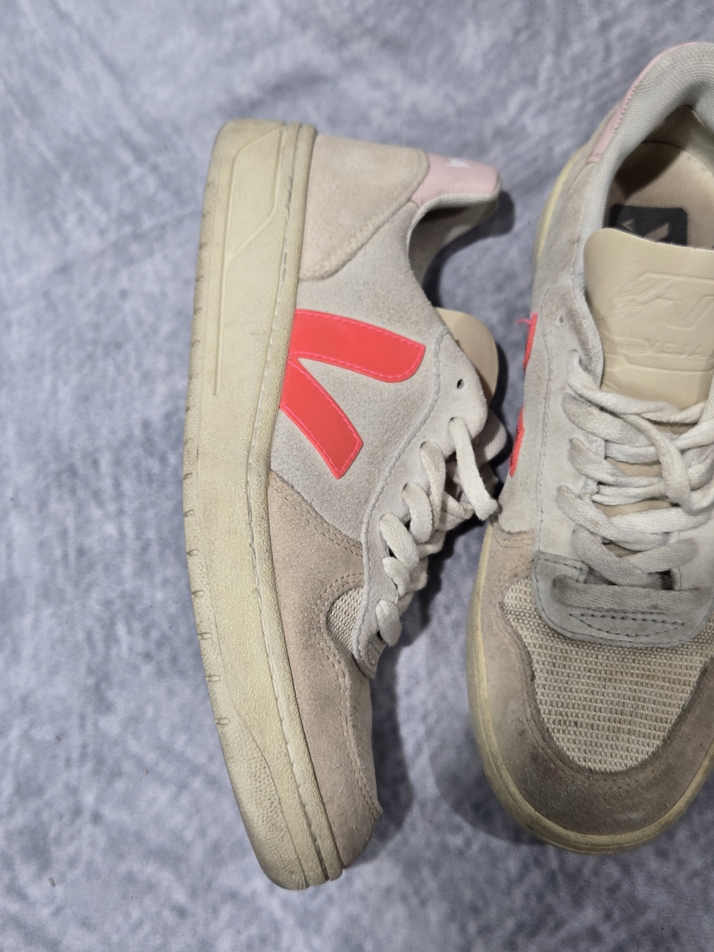 Veja V-10 Style Suede Sneakers with Pink Logo